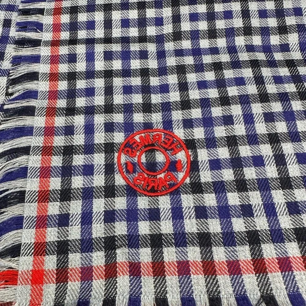 Hermes Monogrammed Silk Cashmere Scarf